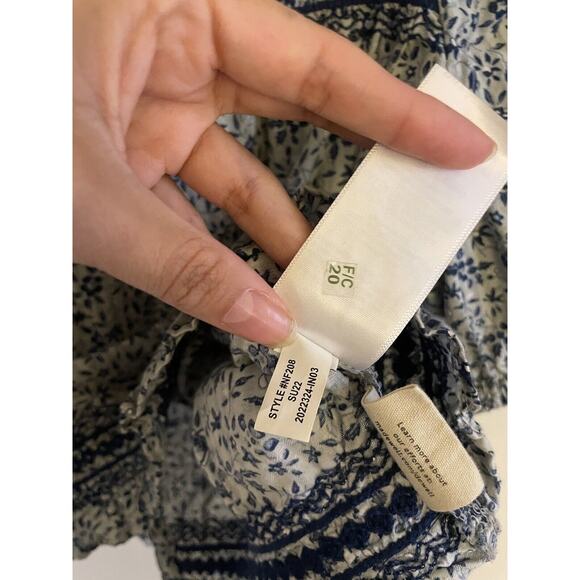 Madewell Top Women's Small Blue Jeanette Florentine Floral Crop Embroidered - Picture 7 of 7